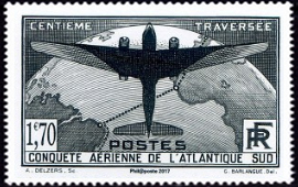 Conquète aérienne de l'Atlantique ( timbre N° 321 de 1936 )