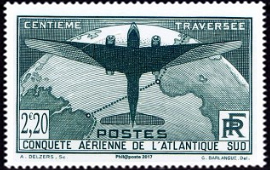 Conquète aérienne de l'Atlantique ( timbre N° 321 de 1936 )