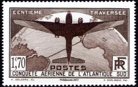 Conquète aérienne de l'Atlantique ( timbre N° 321 de 1936 )