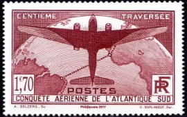 Conquète aérienne de l'Atlantique ( timbre N° 321 de 1936 )