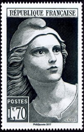 Marianne de Gandon ( timbre N° 731 de 1945 )