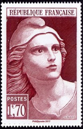 Marianne de Gandon ( timbre N° 731 de 1945 )