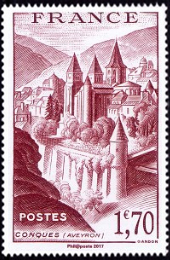 Conques ( timbre N° 805 de 1948 )