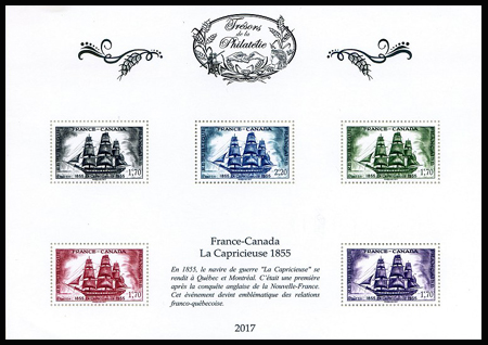 France-Canada - La Capricieuse 1855 - ( timbre N° 1035 de 1955 )