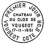 Oblitération 1er jour à Vougeot le 17 novembre 1951