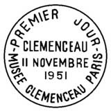 Oblitération 1er jour à Paris et St Vincent sur Jard (Vendée) le 11 novembre 1951 