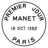 Oblitération 1er jour à Paris le 18 octobre 1952