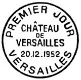 Oblitération 1er jour au château de Versailles le 20 décembre 1952