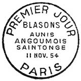 Oblitération 1er jour à Paris le 11 novembre 1954