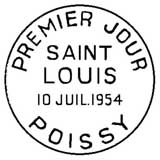 Oblitération 1er jour à Poissy le 10 juillet 1954