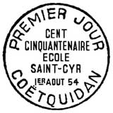 Oblitération 1er jour à Coetquidan le 1 aout 1954