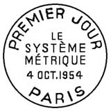 Oblitération 1er jour à Paris le 4 octobre 1954