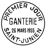 Oblitération 1er jour à  Saint-Junien le 26 mars 1955