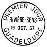 Oblitération 1er jour à Basse-terre et Pointe-à-Pitre (Guadeloupe) le 19 octobre 1957