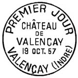Oblitération 1er jour à Valençay le 19 octobre 1957