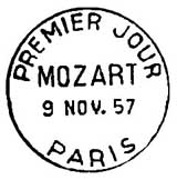 Oblitération 1er jour à Paris le 9 novembre 1957
