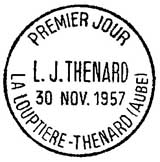Oblitération 1er jour à La Louptière le 30 novembre 1957