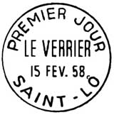 Oblitération 1er jour à Saint-Lô le 15 février 1958
