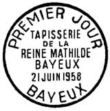 Oblitération 1er jour à Bayeux le 21 juin 1958