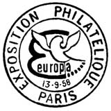 Oblitération 1er jour à Paris et Strasbourg le 13 septembre 1958