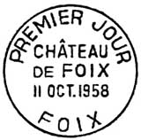 Oblitération 1er jour à Foix le 11 octobre 1958