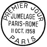 Oblitération 1er jour à Paris le 11 octobre 1958