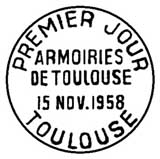 Oblitération 1er jour à Toulouse le 15 novembre 1958