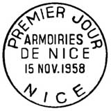 Oblitération 1er jour à Nice le 15 novembre 1958