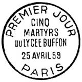 Oblitération 1er jour à Paris le 24 avril 1959