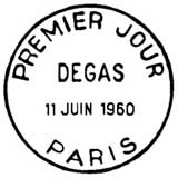 Oblitération 1er jour à Paris le 11 juin 1960 