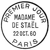 Oblitération 1er jour à Paris le 22 octobre 1960 