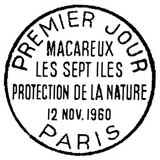 Oblitération 1er jour à Paris le 12 novembre 1960 