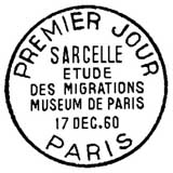 Oblitération 1er jour à Paris le 17 décembre 1960 
