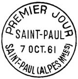 Oblitération 1er jour à Saint-Paul  le 7 octobre 1961