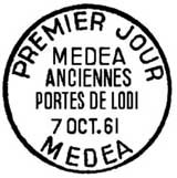 Oblitération 1er jour à Médéa ( Algérie) le 7 octobre 1961