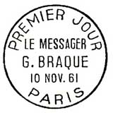 Oblitération 1er jour à Paris le 10 novembre 1961