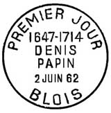 Oblitération 1er jour à Blois le 2 juin 1962
