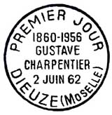 Oblitération 1er jour à Dieuze le 2 juin 1962