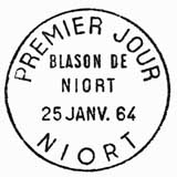 Oblitération 1er jour à Niort le 25 janvier 1964