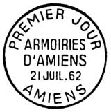 Oblitération 1er jour à Amiens le 21 juillet 1962