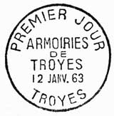 Oblitération 1er jour à Troyes le 12 janvier 1963