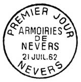 Oblitération 1er jour à Nevers le 21 juillet 1962