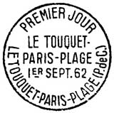 Oblitération 1er jour à Le Touquet-Paris-Plage le 1 septembre 1962