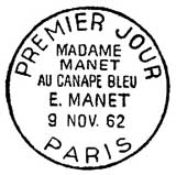 Oblitération 1er jour à Paris le 9 novembre 1962