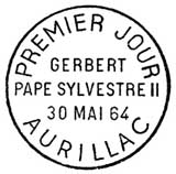 Oblitération 1er jour à Aurillac le 30 mai 1964