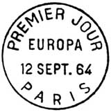Oblitération 1er jour à Paris le 12 septembre 1964