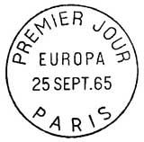 Oblitération 1er jour à Paris et Strasbourg le 25 septembre 1965