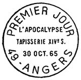 Oblitération 1er jour à Angers le 30 octobre et Paris le 31 octobre 1965