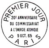 Oblitération 1er jour à Paris le 9 octobre 1965