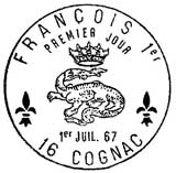 Oblitération 1er jour à Cognac le 1 juillet 1967